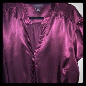 Maroon blouse. Cap sleeves.